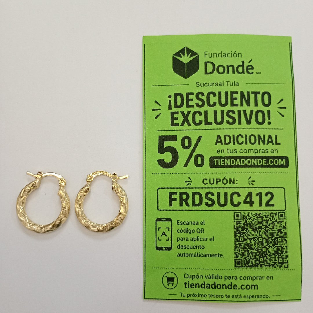 ARETES TEJIDO ARRACADAS ASTRIADAS 14K 2 GR (NUEVO)