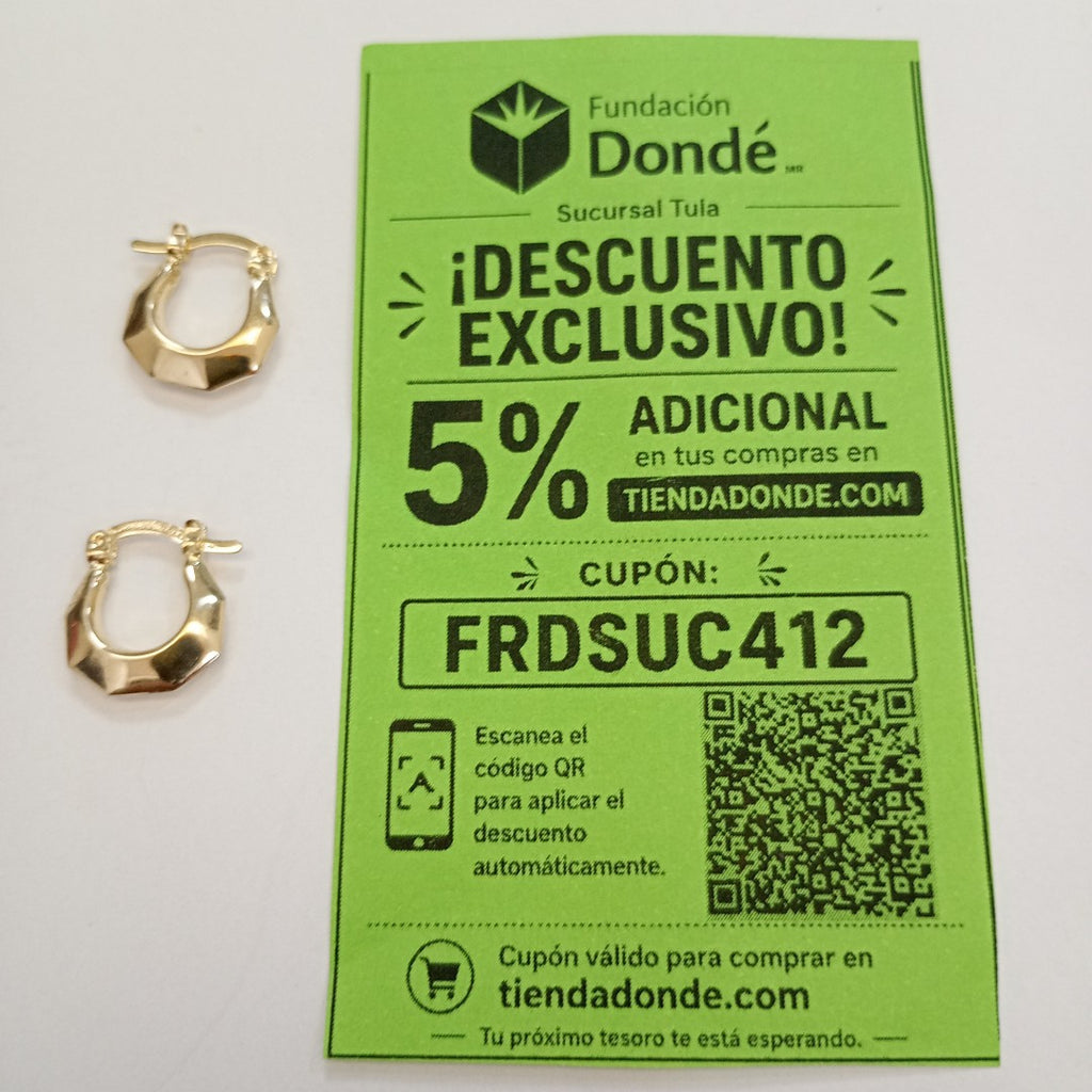 ARETES TEJIDO ARRACADA FACETADA 14K 1.3 GR (NUEVO)