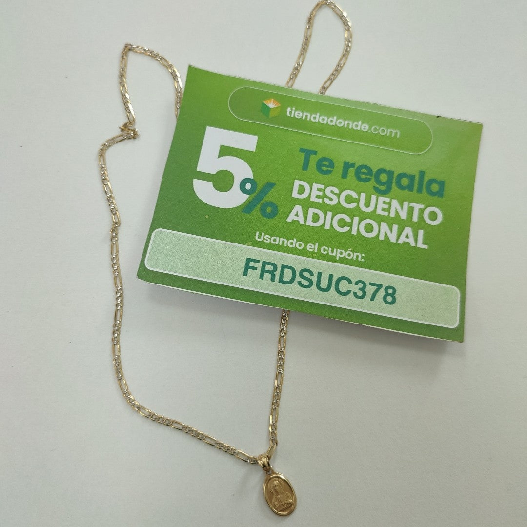 CADENA, MEDALLA RELIGIOSA ORO 14 K 5.5 GRMS (SEMINUEVO)