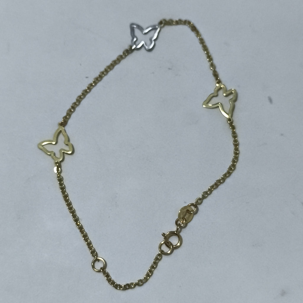 PULSERA ESPECIAL C MARIPOSAS 14K 18 CM 1.7 GR (NUEVO)