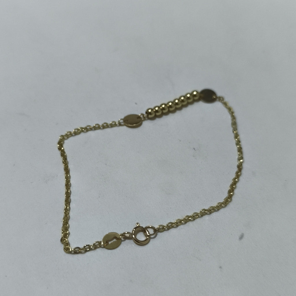 PULSERA TEJIDO ESPECIAL CON BOLITAS 14K 18 CM 1.8 GR (NUEVO)