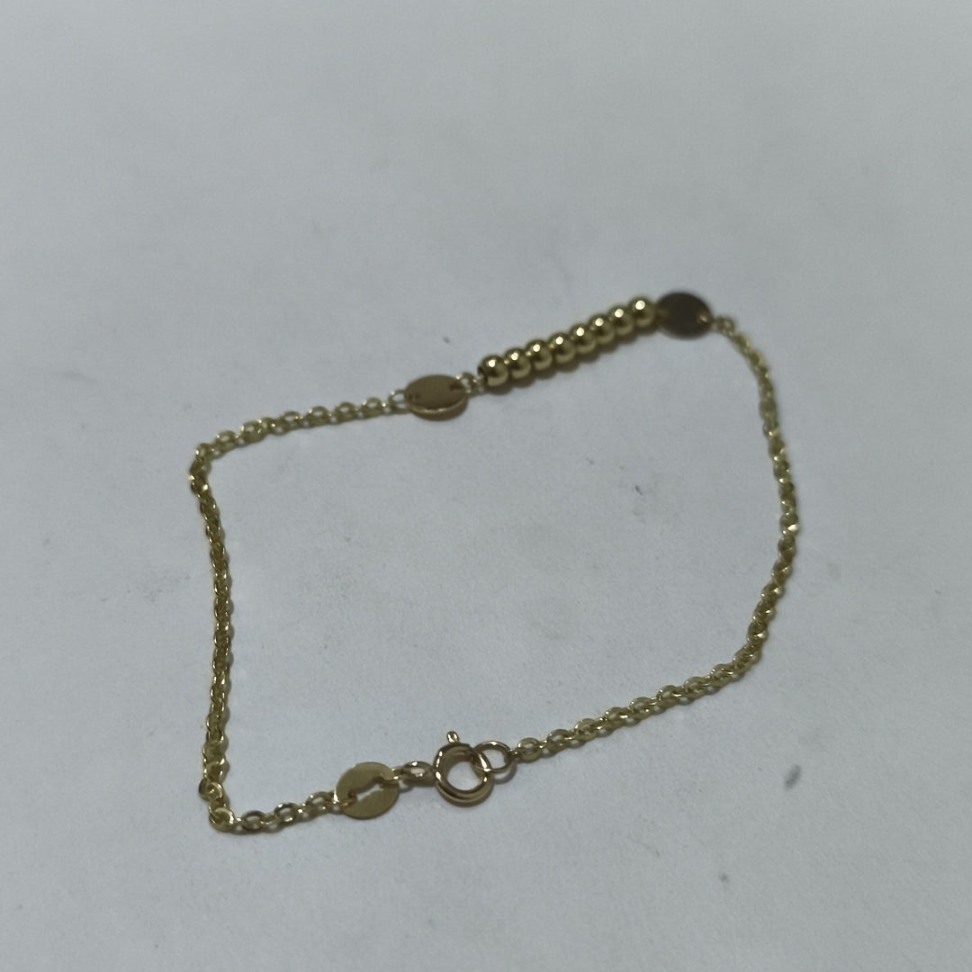 PULSERA TEJIDO ESPECIAL CON BOLITAS 14K 18 CM 1.8 GR (NUEVO)