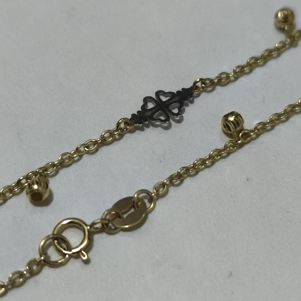 PULSERA ESPECIAL CON TREBOL 14K 18 CM 1.9 GR (NUEVO)