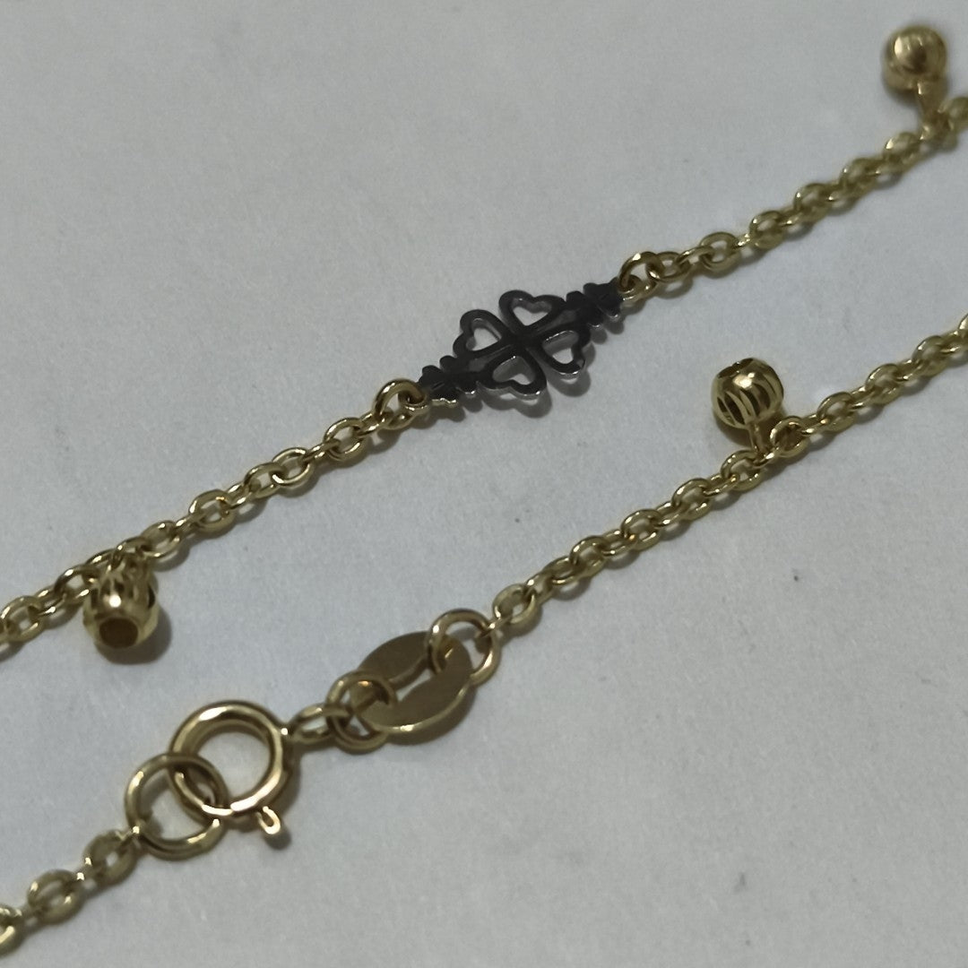 PULSERA ESPECIAL CON TREBOL 14K 18 CM 1.9 GR (NUEVO)