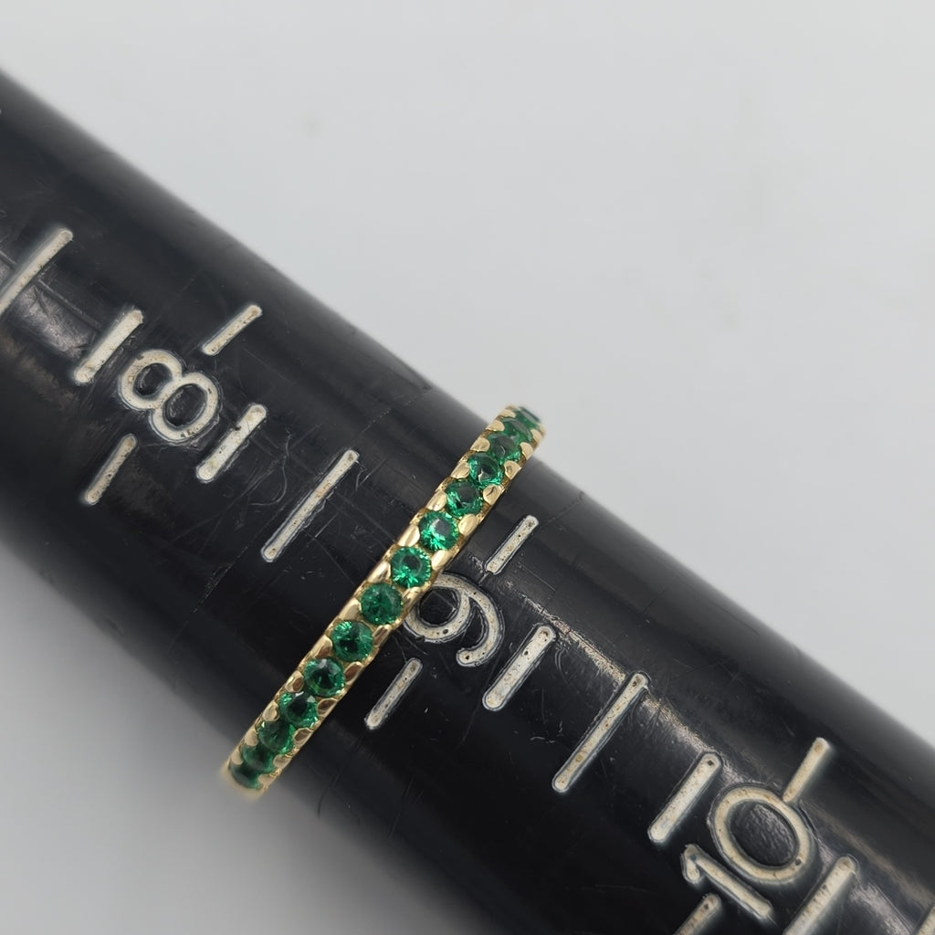 ANILLO ANILLITO MEDIA CHURUMBELA C PDRAS COLOR VERDE 14K 9 TALLA 1.7 GR (NUEVO)