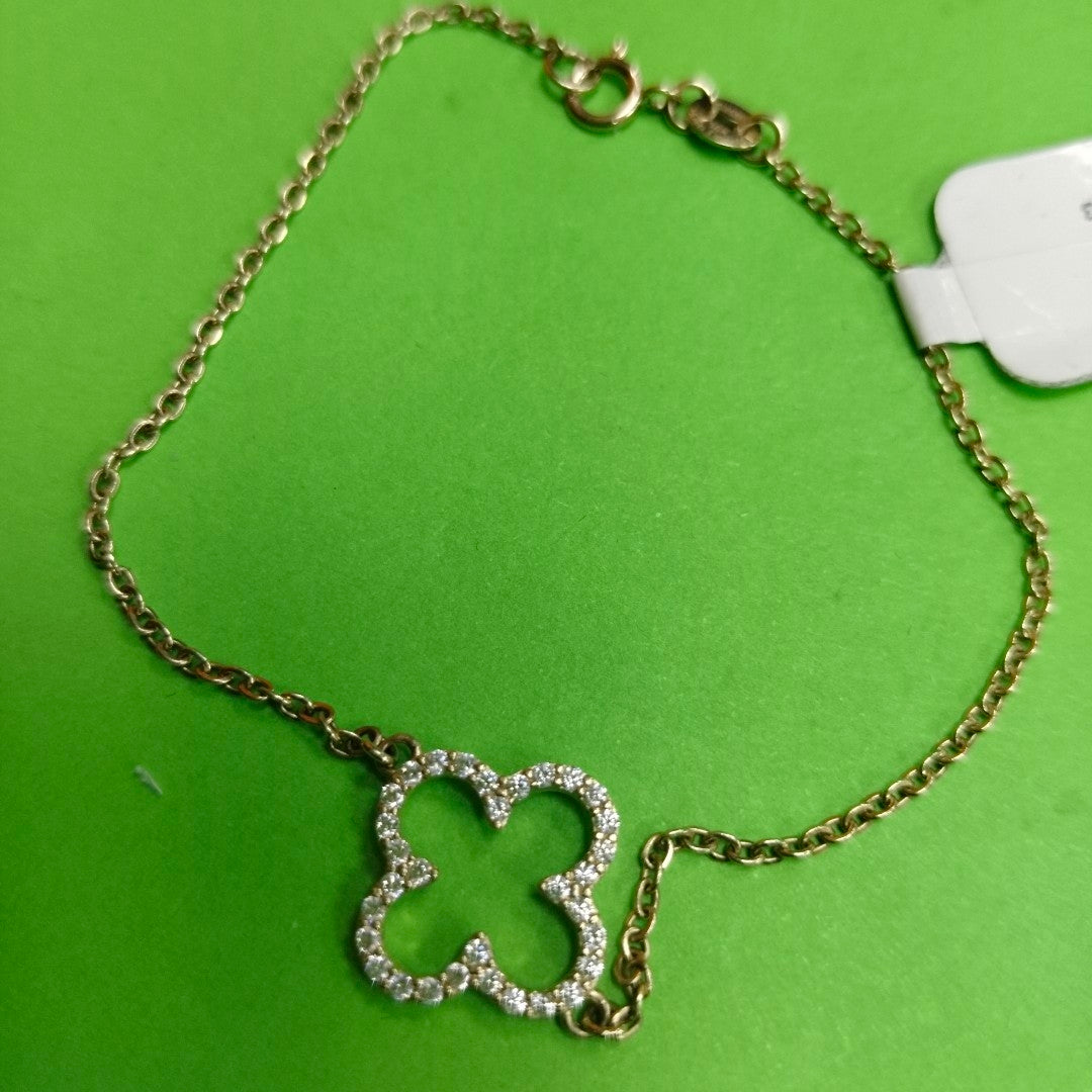 PULSERA TEJIDO ESPECIAL C CIRCONIAS 14K 18 CM 1.8 GR (NUEVO)