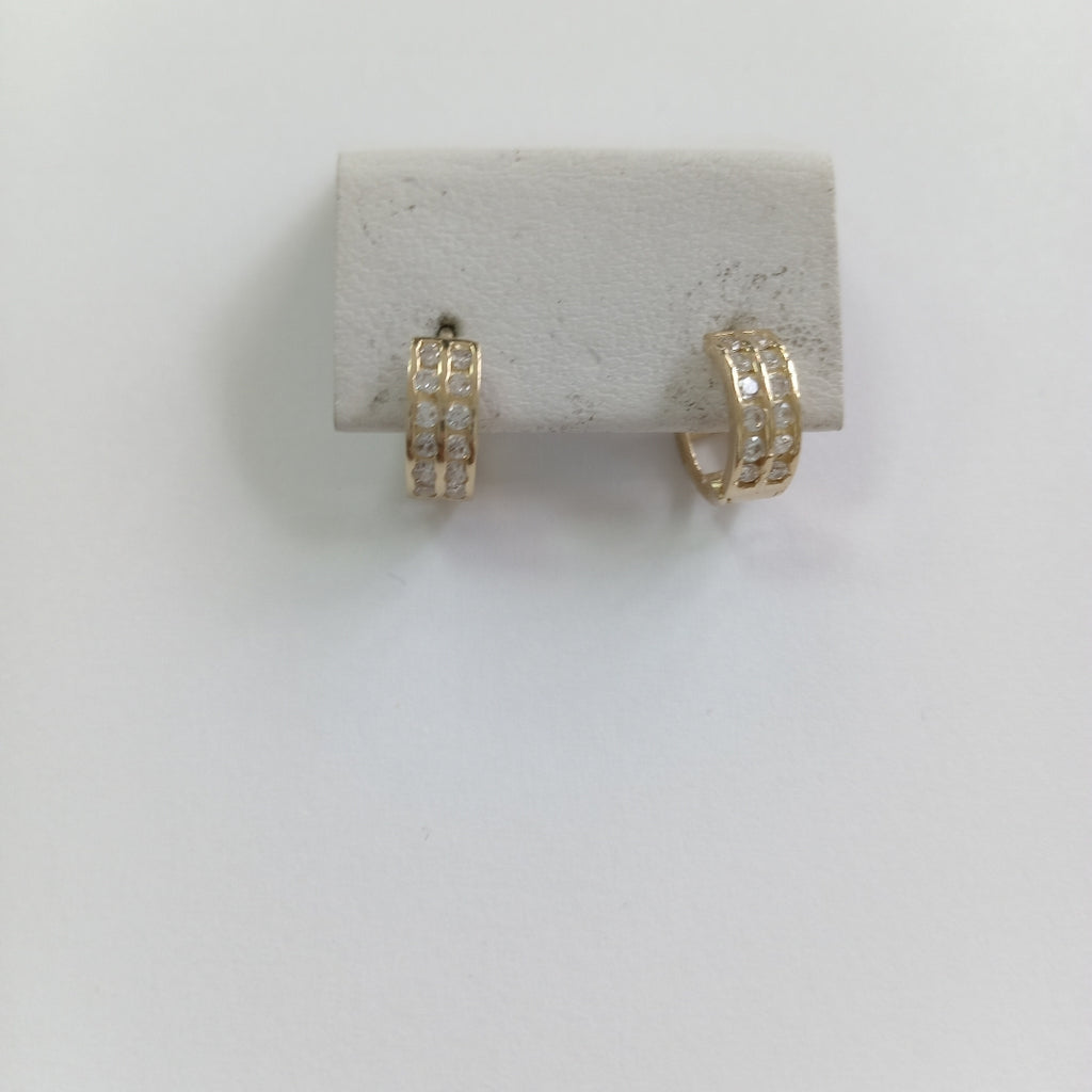 ARETES HUGGIES C CIRCONIAS 14K 1.7 GR (NUEVO)