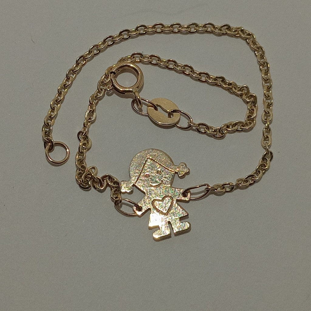 PULSERA ESP CON DIJE DE NIÑA 14K 18 CM 1.4 GR (NUEVO)