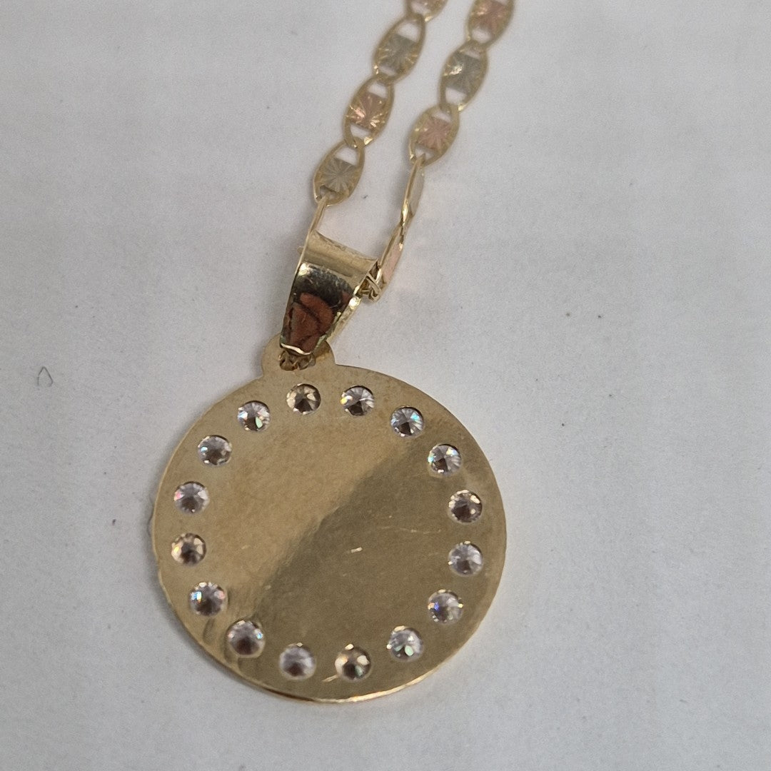 CADENA, MEDALLA RELIGIOSA ORO, ORO COMBINADO 10 K 2.1 GRMS (SEMINUEVO)