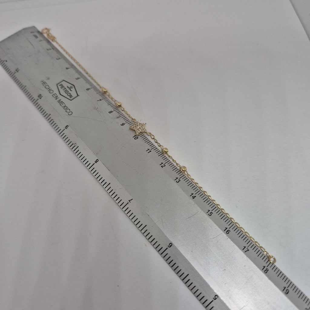 PULSERA ESPECIAL CON ESTRELLA Y CIRCONIAS 14K 18 CM 1.5 GR (NUEVO)