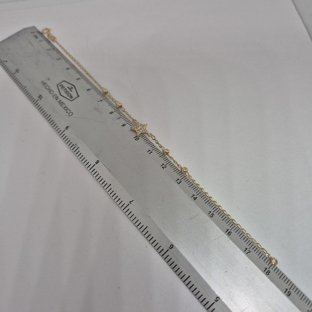 PULSERA ESPECIAL CON ESTRELLA Y CIRCONIAS 14K 18 CM 1.5 GR (NUEVO)