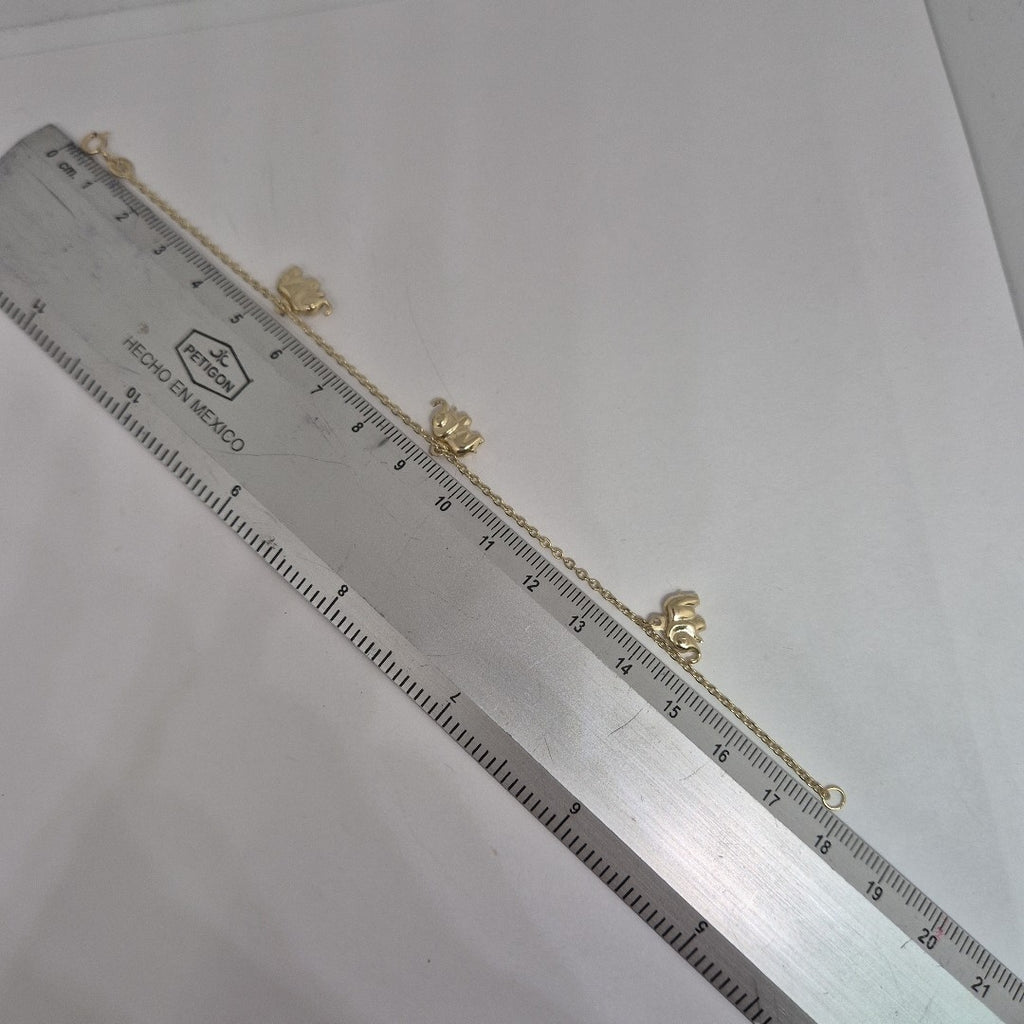 PULSERA ESPECIAL CON DIJES ELEFANTES 10K 18 CM 2.1 GR (NUEVO)