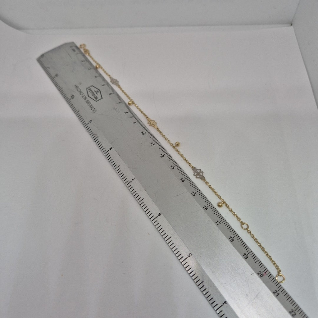 PULSERA ESPECIAL CON TREBOL 14K 18 CM 1.9 GR (NUEVO)