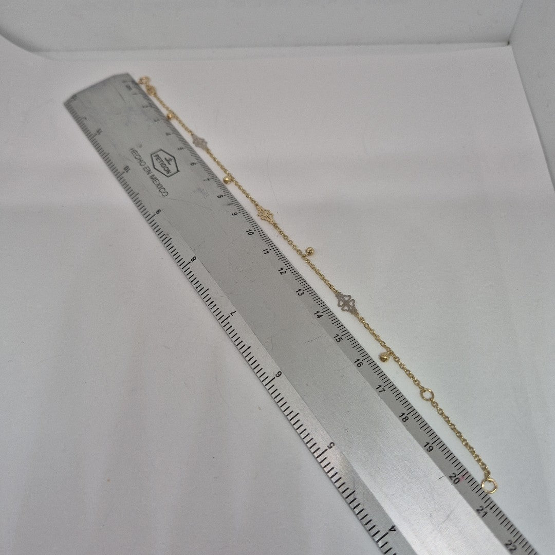 PULSERA ESPECIAL CON TREBOL 14K 18 CM 1.9 GR (NUEVO)
