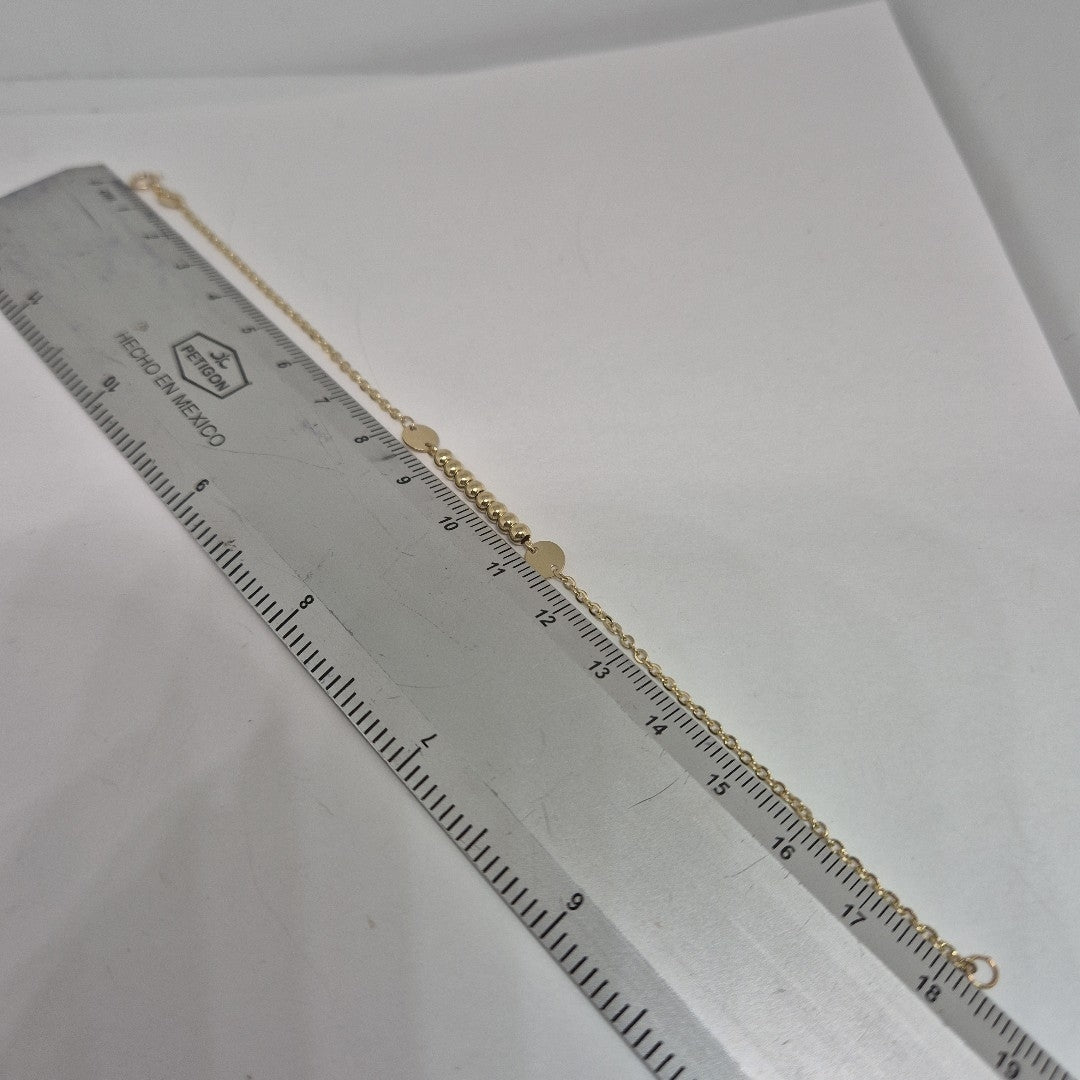 PULSERA TEJIDO ESPECIAL CON BOLITAS 14K 18 CM 1.8 GR (NUEVO)
