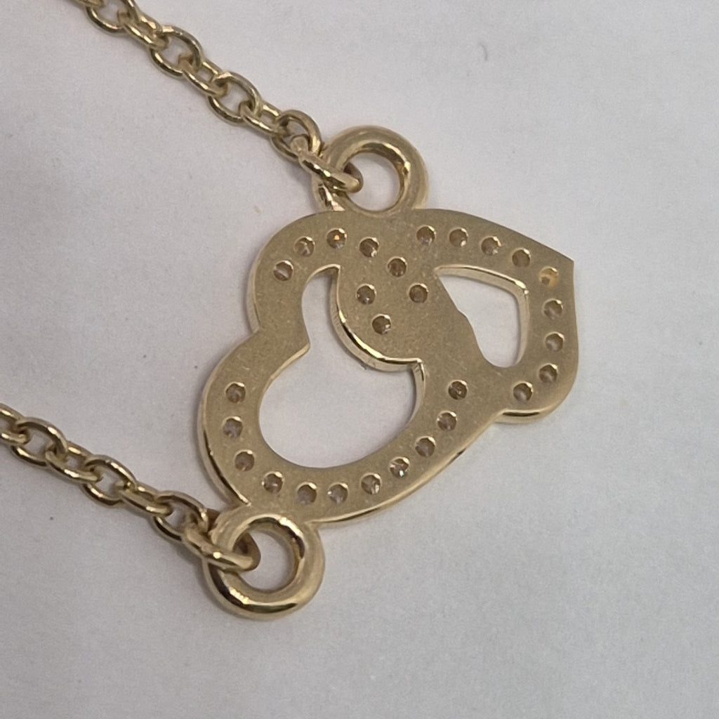 PULSERA TEJIDO ESPECIAL CORAZONES CON CIRCONIAS 14K 18 CM 2.4 GR (NUEVO)
