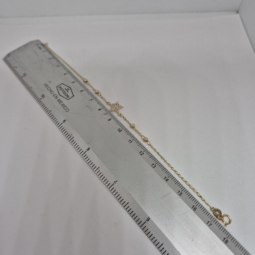 PULSERA ESPECIAL CON ESTRELLA Y CIRCONIAS 14K 18 CM 1.5 GR (NUEVO)
