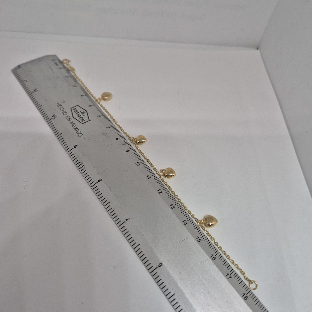 PULSERA ESP CON FIG CORAZONES 14K 18 CM 1.8 GR (NUEVO)