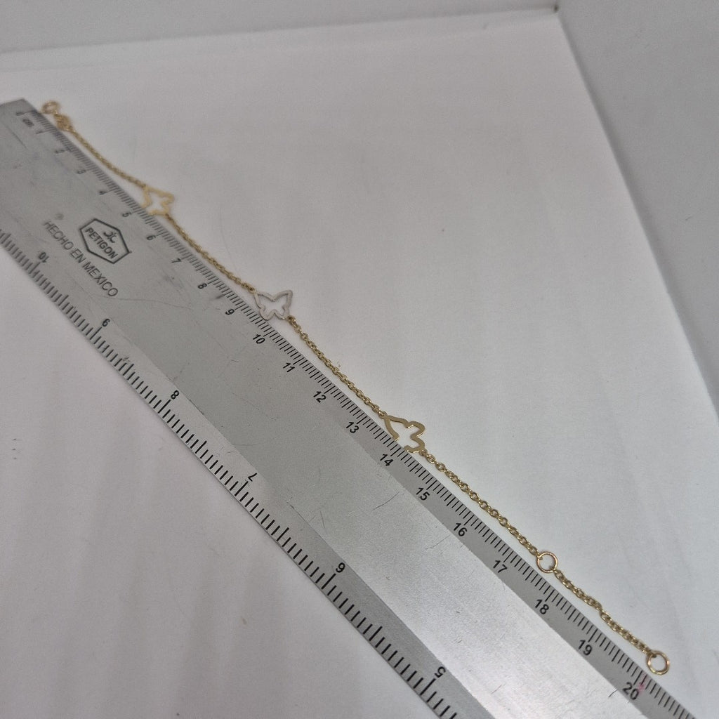 PULSERA ESPECIAL C MARIPOSAS 14K 18 CM 1.7 GR (NUEVO)