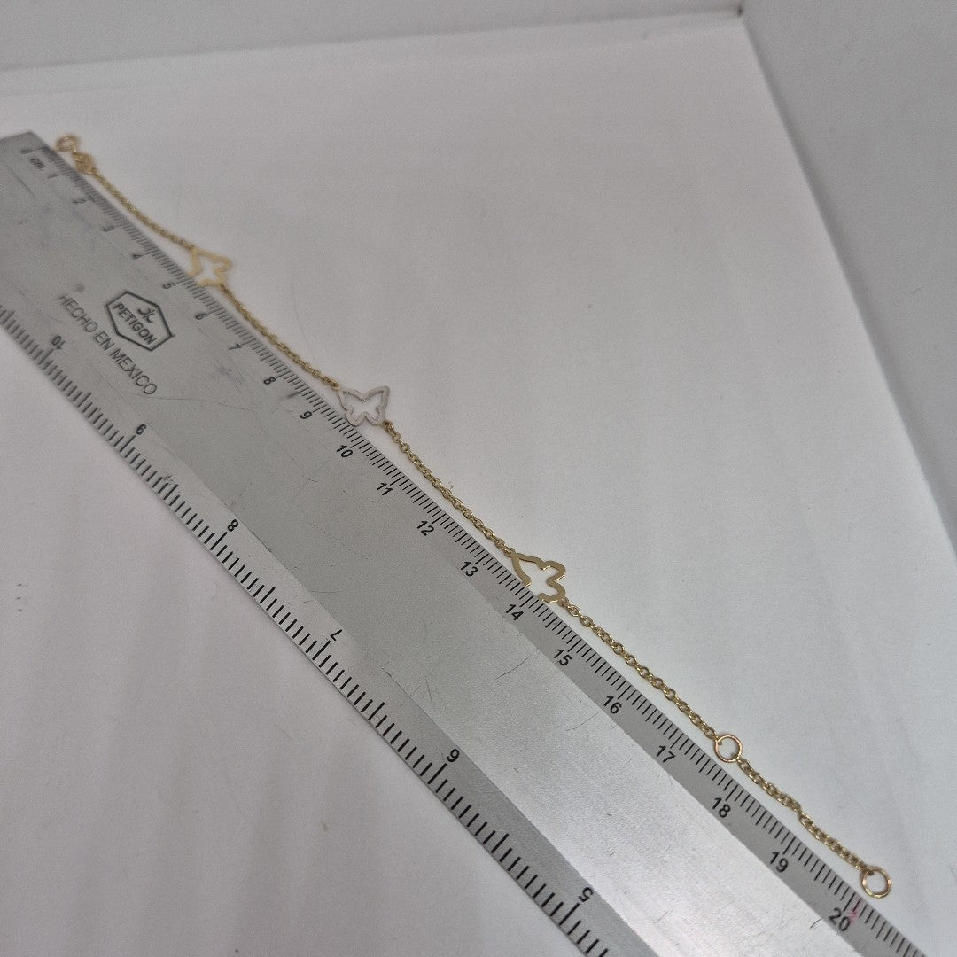 PULSERA ESPECIAL C MARIPOSAS 14K 18 CM 1.7 GR (NUEVO)