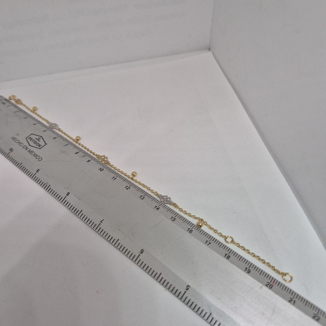 PULSERA ESPECIAL CON TREBOL 14K 18 CM 1.8 GR (NUEVO)