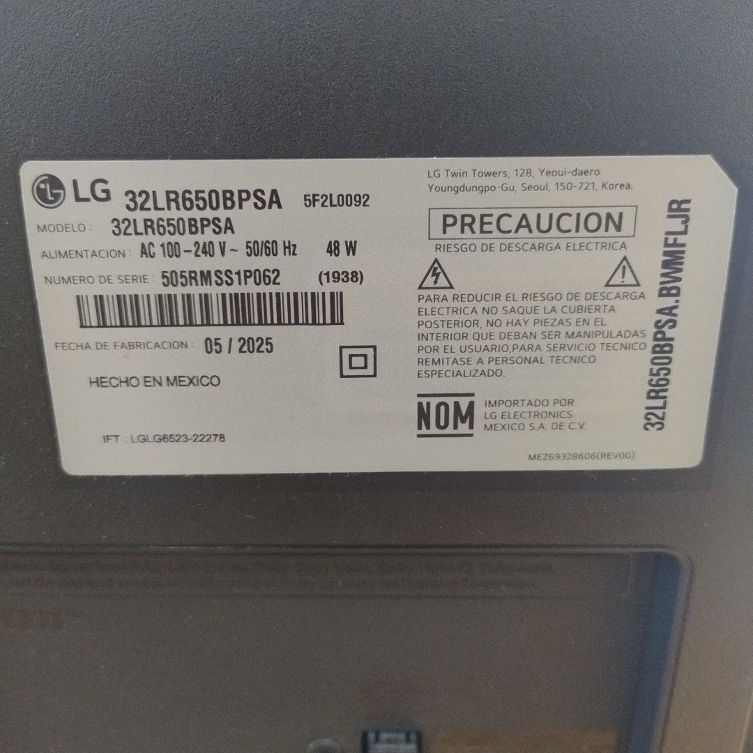 PANTALLA LG 32LR650BPSA (2025) 32" LED HD (SEMINUEVO)