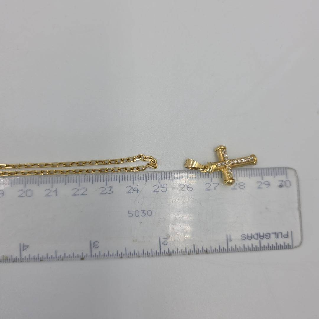 CADENA, CRUZ ORO 14 K 9.6 GRMS (SEMINUEVO)
