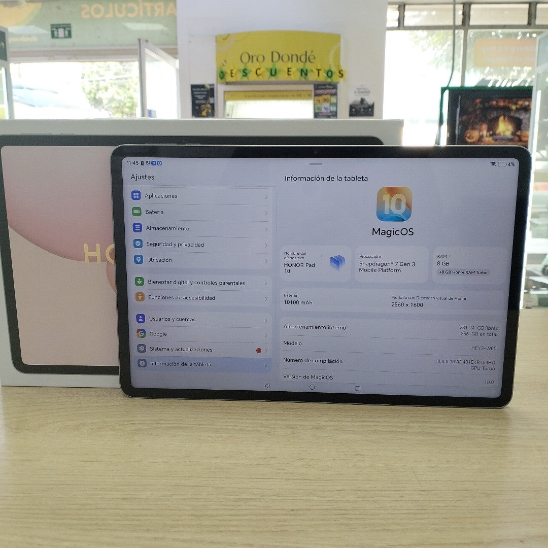 TABLETA HONOR PAD 10 HEY3-W00 (2025) 256 GB 8 GB RAM (SEMINUEVO)