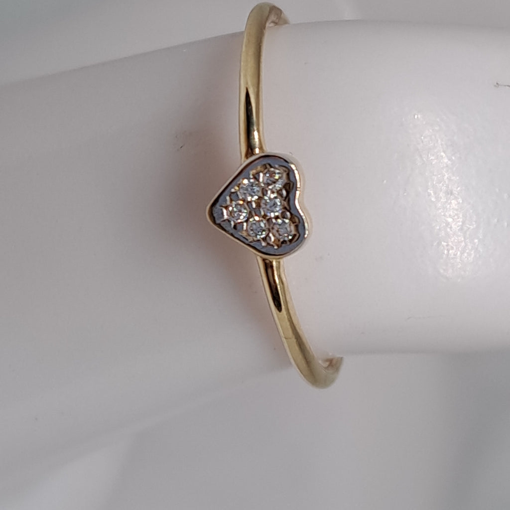 ANILLO ANILLITO CORAZON C CIRCONIA 14K 7 TALLA 0.9 GR (NUEVO)