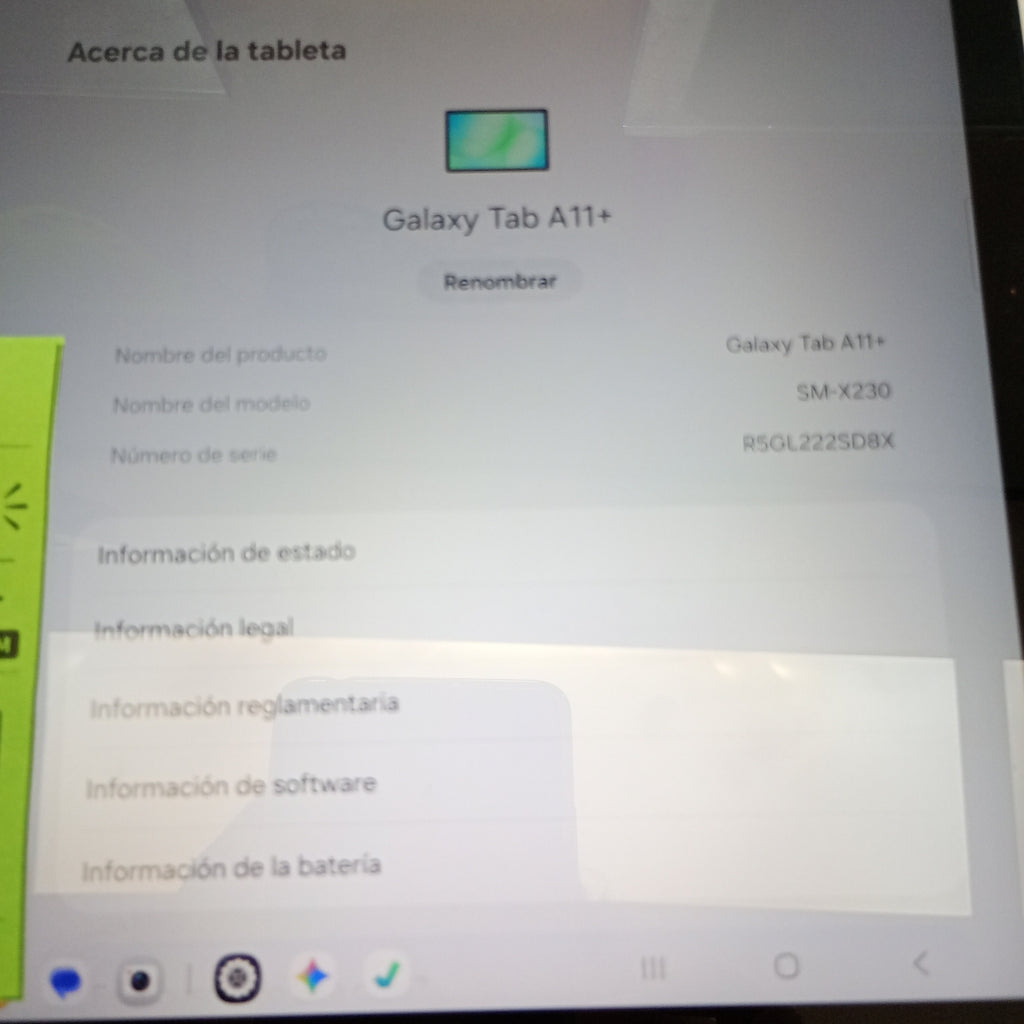 TABLETA SAMSUNG GALAXY TAB A11+ SM-X230 (2025) 128 GB 6 GB RAM (SEMINUEVO)