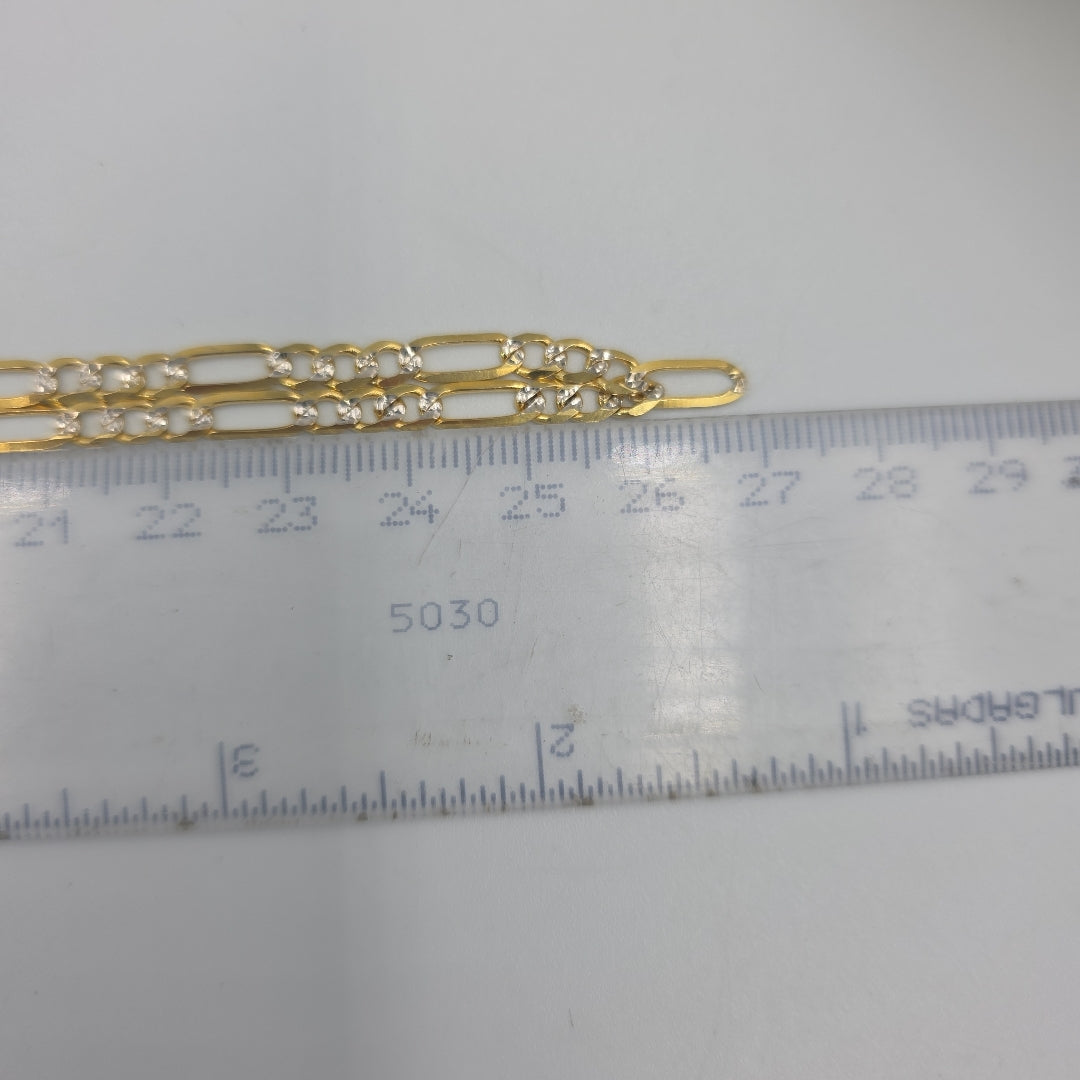 CADENA TEJIDO 3X1 DIAMANTADA 10K 55CM 9.6GR FIGAROPLANARADIO100 (NUEVO)