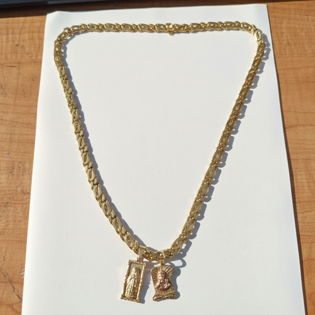 CADENA, DIJE. ORO. 14 K 128.8 GRMS (SEMINUEVO)