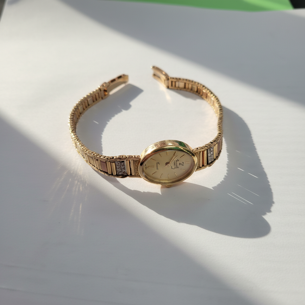 RELOJ CAJA Y PULSO ORO ORO 14 K 13 GRMS (SEMINUEVO)